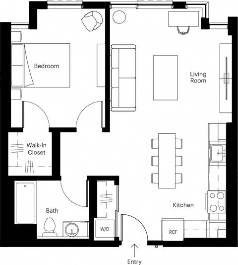 a floor plan of a room with a bedroom and a living room